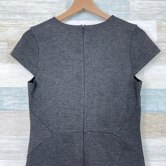 Banana Republic Seamed Ponte Sheath Dress Gray Lined Stretch Career Womens 4 - Picture 4 of 9